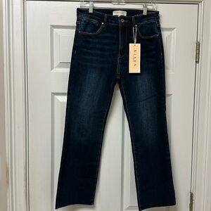 Women's Risen brand "Becca" Jeans NWT. Slim straight high rise raw hem ankle.
